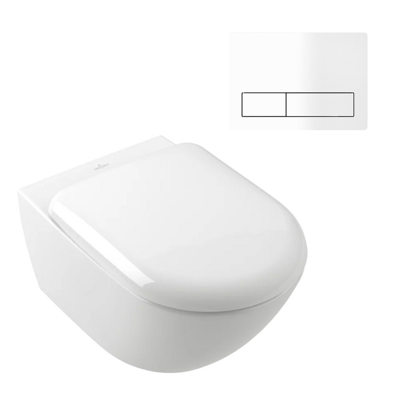 Villeroy & Boch Antao Rimless Wall Hung CeramicPlus Toilet Package - White Alpine