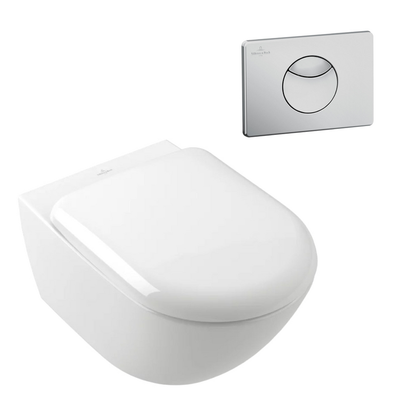 Villeroy & Boch Antao Rimless Wall Hung CeramicPlus Toilet Package - White Alpine
