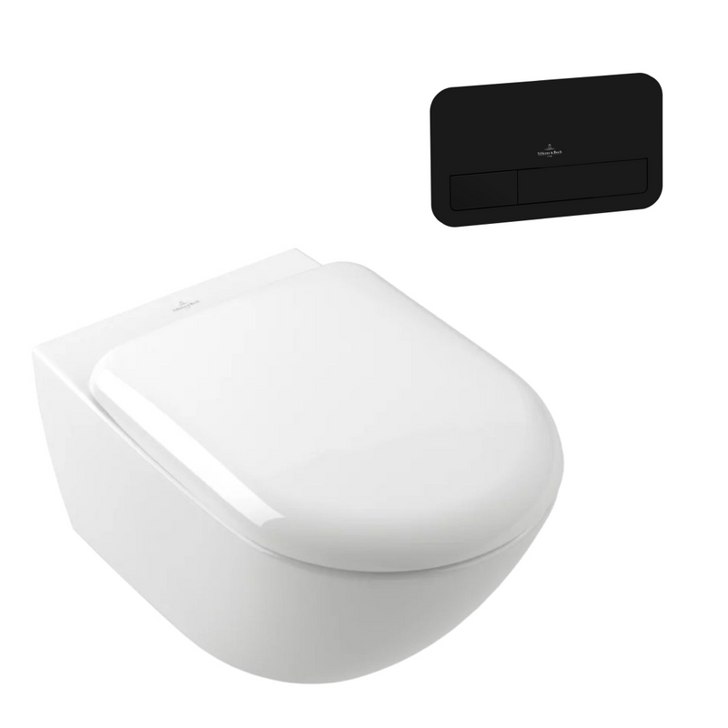 Villeroy & Boch Antao Rimless Wall Hung CeramicPlus Toilet Package - White Alpine