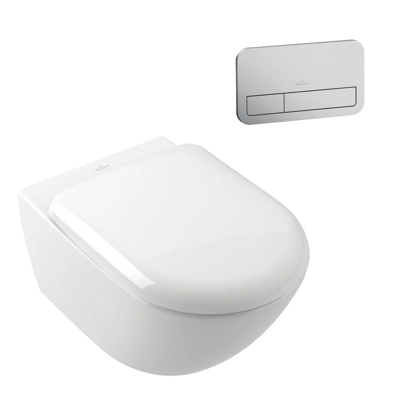 Villeroy & Boch Antao Rimless Wall Hung CeramicPlus Toilet Package - White Alpine