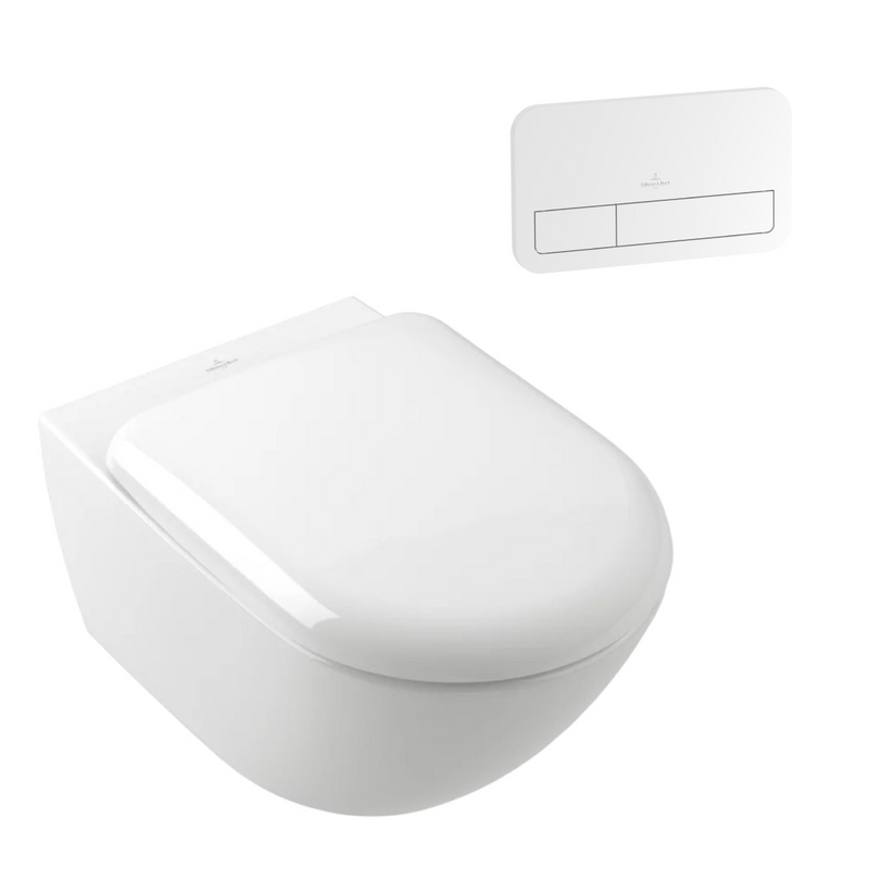 Villeroy & Boch Antao Rimless Wall Hung CeramicPlus Toilet Package - White Alpine