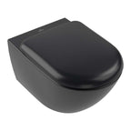 Villeroy & Boch Antao Rimless Wall Hung CeramicPlus Argent Toilet Package - Pure Black - No Flush Plate (Pan & Cistern Only) - 4674T0R7S4B + IN48905