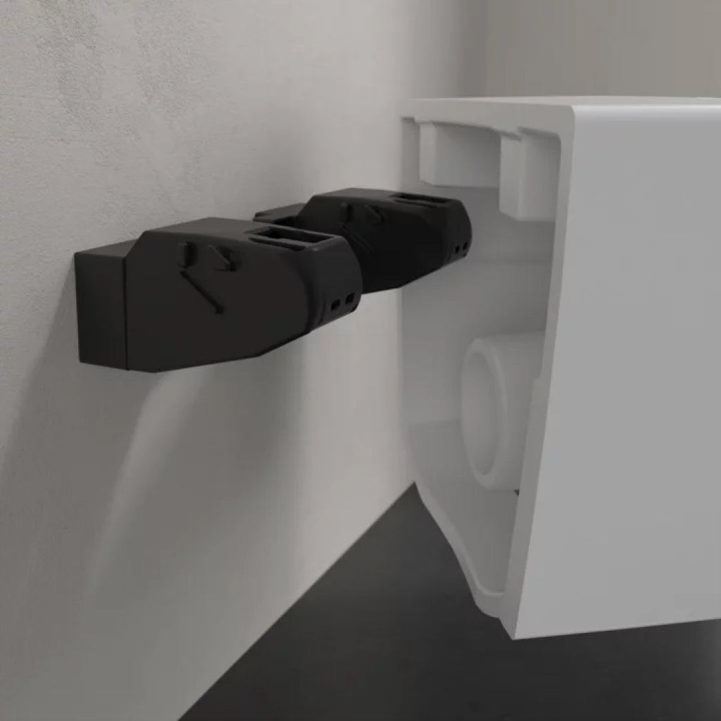 Villeroy & Boch Antao Rimless Wall Hung CeramicPlus Argent Toilet Package - Pure Black - No Flush Plate (Pan & Cistern Only) - 4674T0R7S4B + IN48905