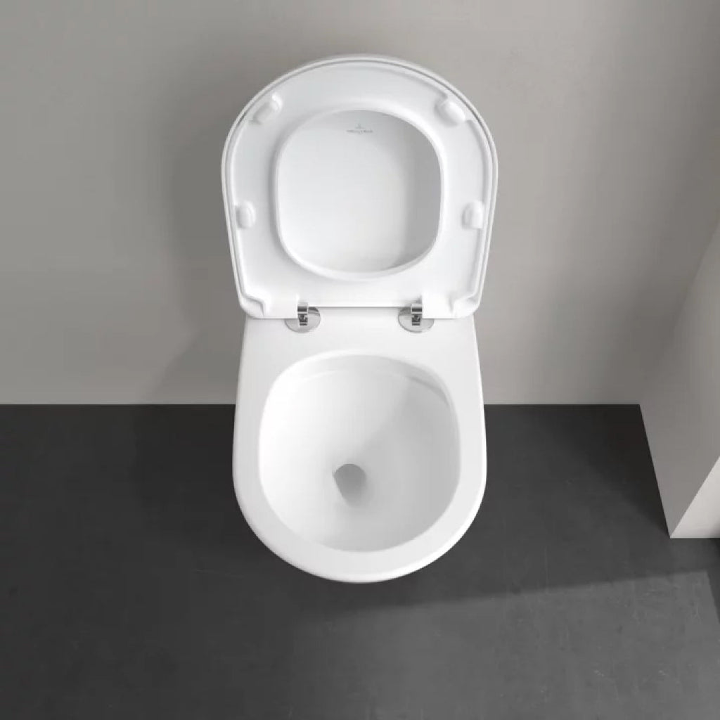 Villeroy & Boch Antao Rimless Wall Hung CeramicPlus Argent Toilet Package - Pure Black - No Flush Plate (Pan & Cistern Only) - 4674T0R7S4B + IN48905