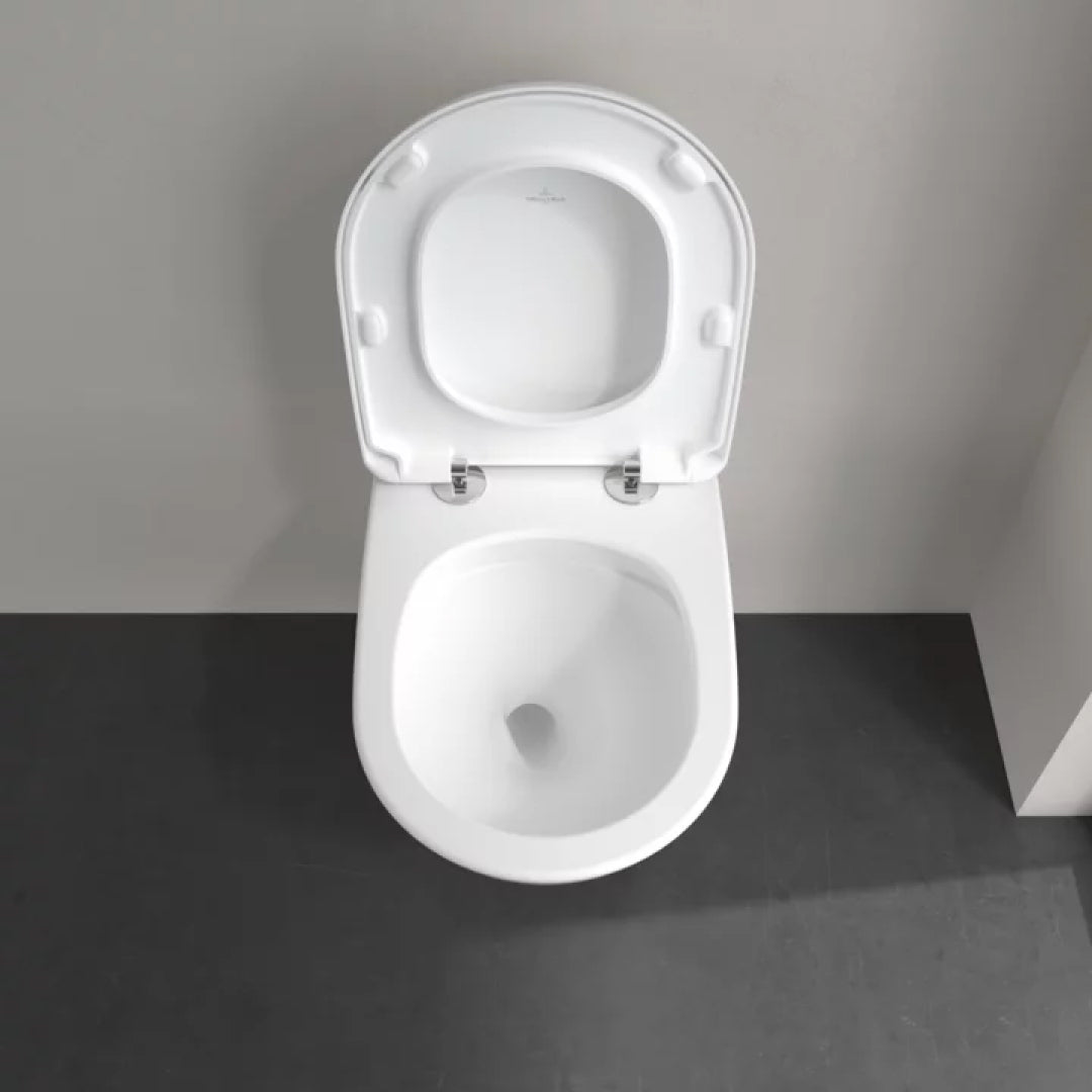 Villeroy & Boch Antao Rimless Wall Hung CeramicPlus Argent Toilet Package - Pure Black - No Flush Plate (Pan & Cistern Only) - 4674T0R7S4B + IN48905