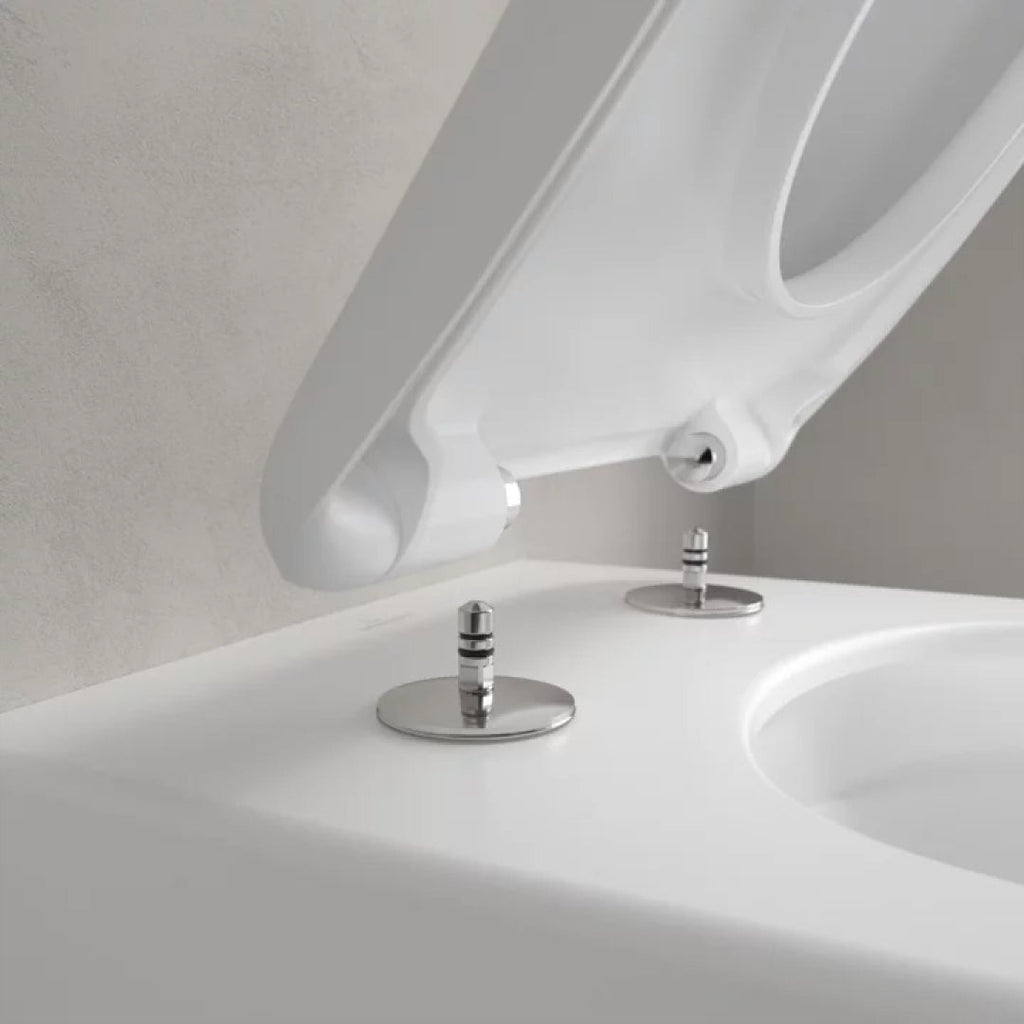 Villeroy & Boch Antao Rimless Wall Hung CeramicPlus Argent Toilet Package - Stone White - No Flush Plate (Pan & Cistern Only) - 4674T0RWS4B + IN48905