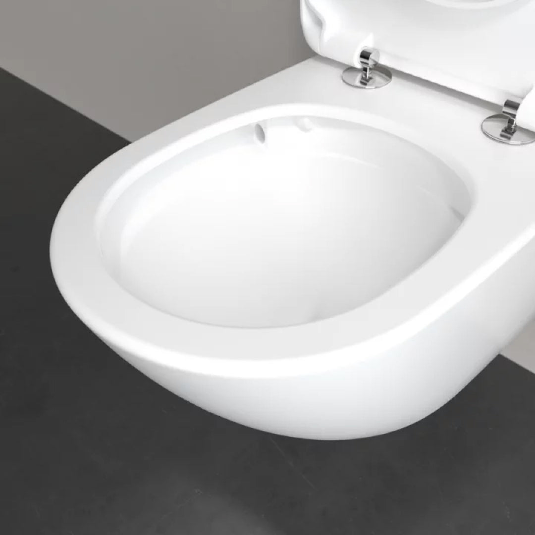 Villeroy & Boch Antao Rimless Wall Hung CeramicPlus Argent Toilet Package - Pure Black - No Flush Plate (Pan & Cistern Only) - 4674T0R7S4B + IN48905