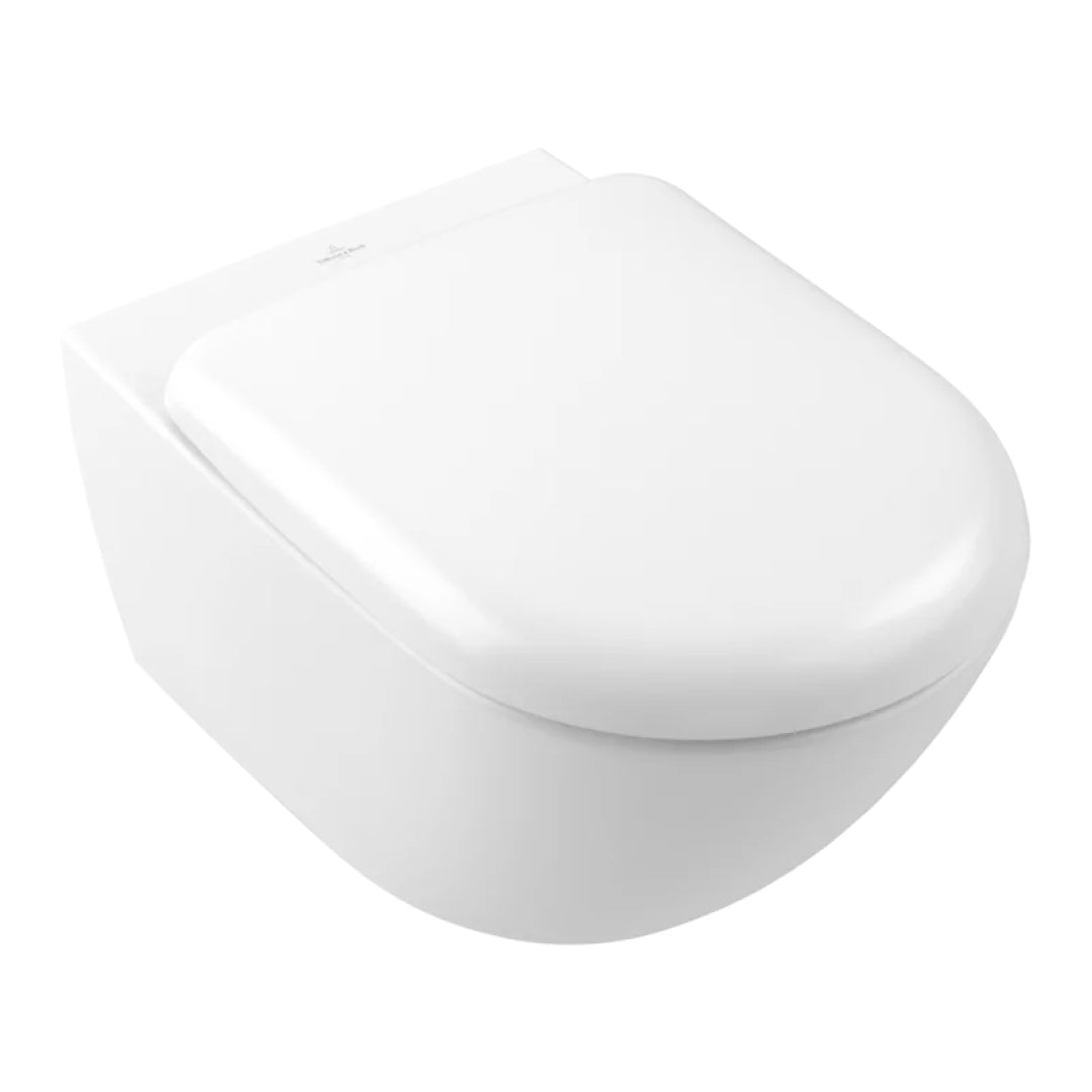 Villeroy & Boch Antao Rimless Wall Hung CeramicPlus Argent Toilet Package - Stone White - No Flush Plate (Pan & Cistern Only) - 4674T0RWS4B + IN48905