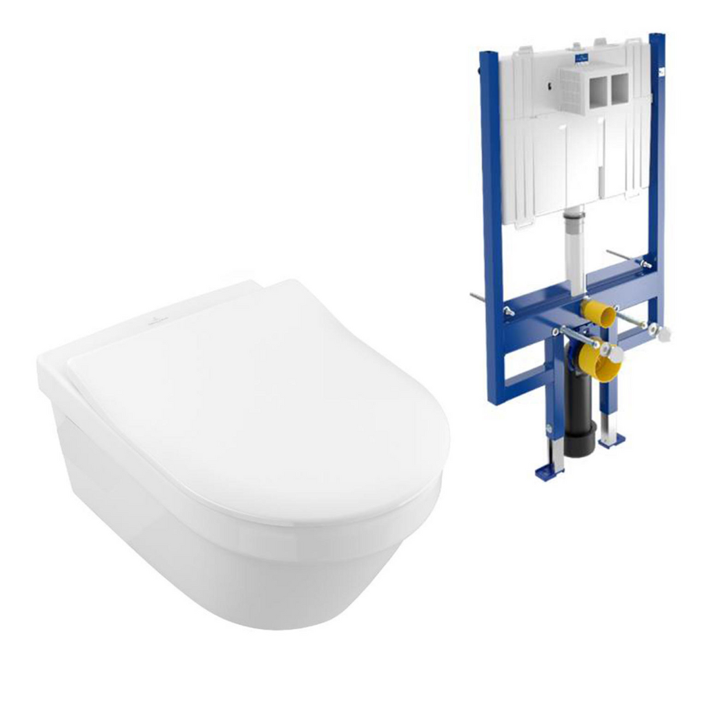 Villeroy & Boch Architectura 3.0 Wall Hung Toilet incl/Slim Seat & Villeroy & Boch Cistern Package - No Flush Plate (Pan & Cistern) - 4694HR01L4B + 92233500