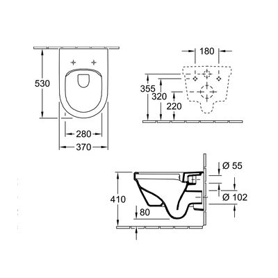 Villeroy & Boch Architectura 3.0 Wall Hung Toilet incl/Villeroy & Boch Cistern Package - 150S Brushed Nickel Button - 4694HR01S4B + 92233500 + 92241580