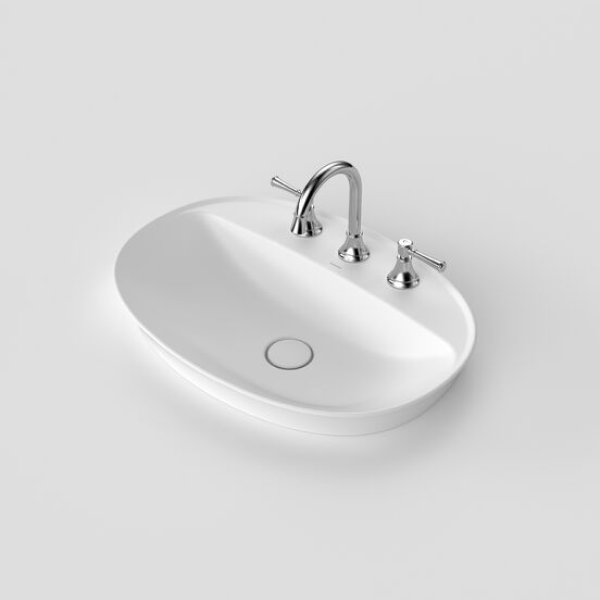 Caroma Riviere Inset Basin (3 Tap Hole) - Matte White