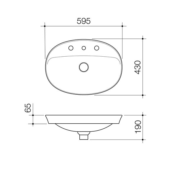 Caroma Riviere Inset Basin (3 Tap Hole) -  Gloss White