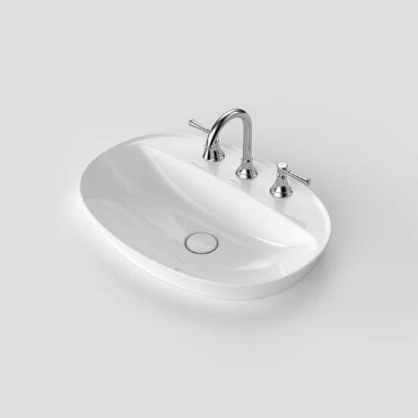 Caroma Riviere Inset Basin (3 Tap Hole) -  Gloss White