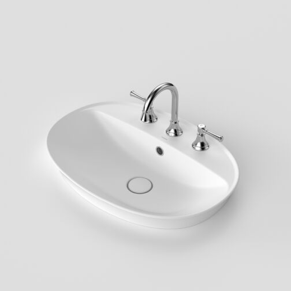 Caroma Riviere Inset Basin (3 Tapholes) with Overflow - Matte White