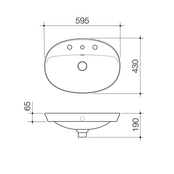 Caroma Riviere Inset Basin (3 Tapholes) with Overflow - Gloss White