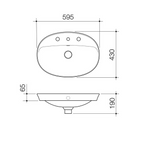 Caroma Riviere Inset Basin (3 Tapholes) with Overflow - Gloss White