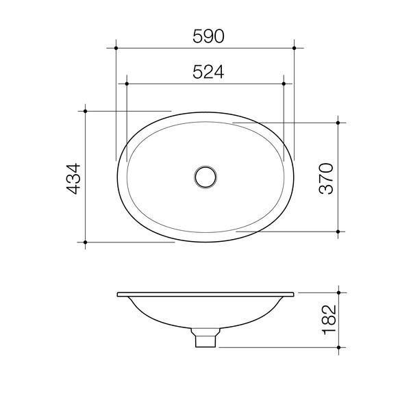 Caroma Riviere 590 Undercounter Basin (No Tap Hole) - Matte White
