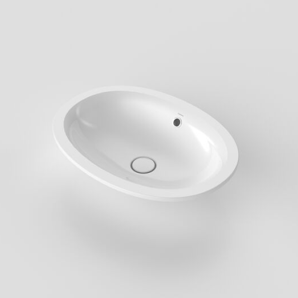 Caroma Riviere 590 Undercounter Basin with Overflow (No Tap Hole) - Gloss White