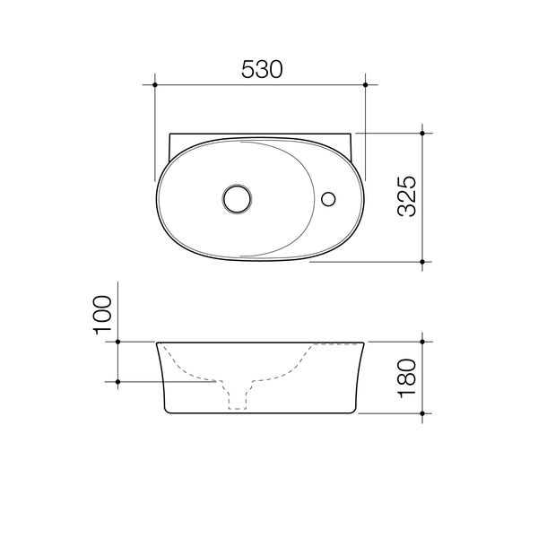 Caroma Riviere Hand Wall Hung Basin (1 Taphole) - Gloss White