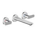 Axor Citterio C Wall Basin Tap Set with 195mm Spout (Cubic Cut) - Chrome 49071001