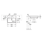 Villeroy & Boch Avento 550 Semi Recessed Basin Includes Overflow (1 Tap Hole) - Alpine White 4A065501