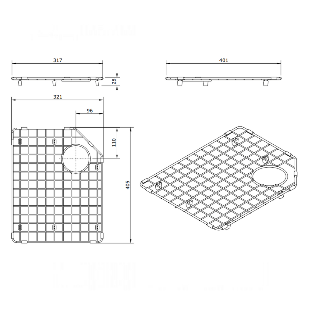Turner Hastings Chester Left Hand Sink Grid - Stainless Steel - 4A41311