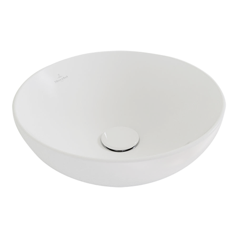 Villeroy & Boch Loop Slim 380 Round Vessel Basin - Stone White 4A4500RW