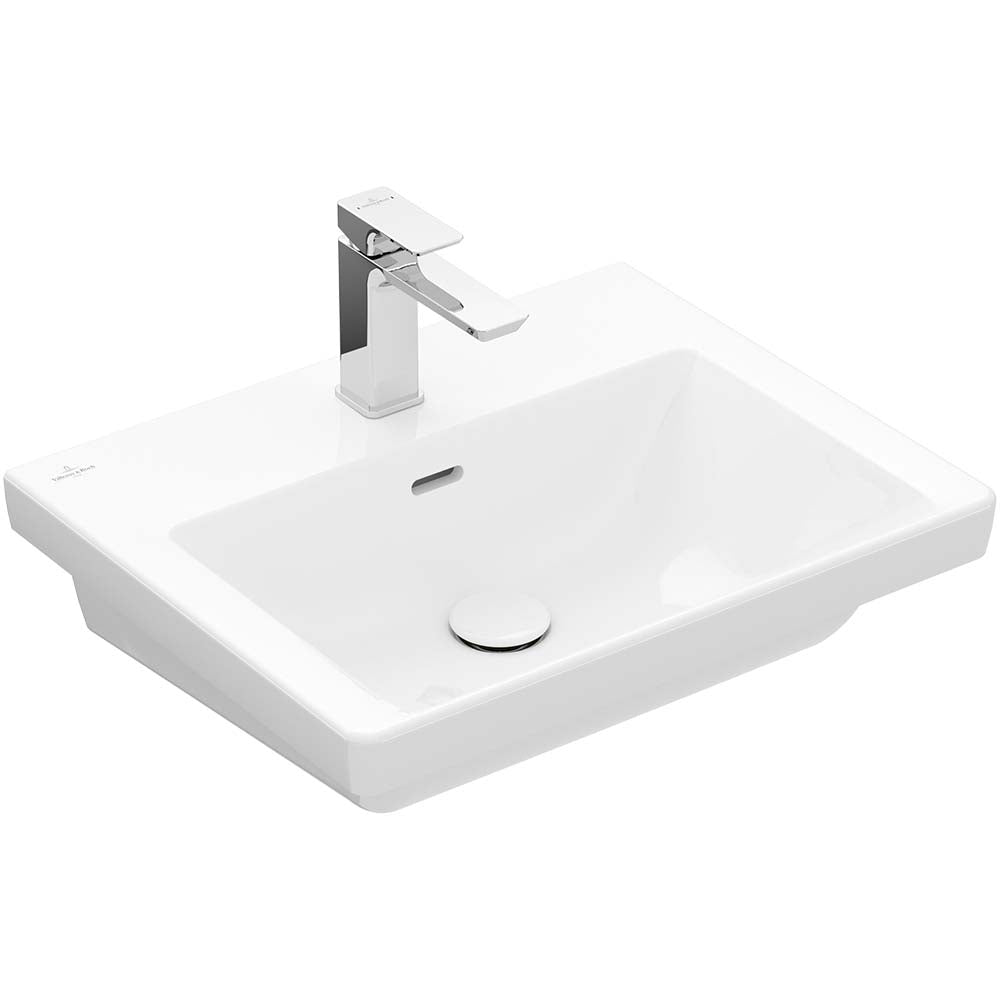 Villeroy & Boch Subway 3.0 550 Wall Hung Basin with Overflow & Trap Cover - Alpine White 1TH 4A705501TB