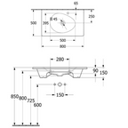 Villeroy & Boch Antao 800 Wall Basin No Tap Hole - Alpine White - 4A7583R1B