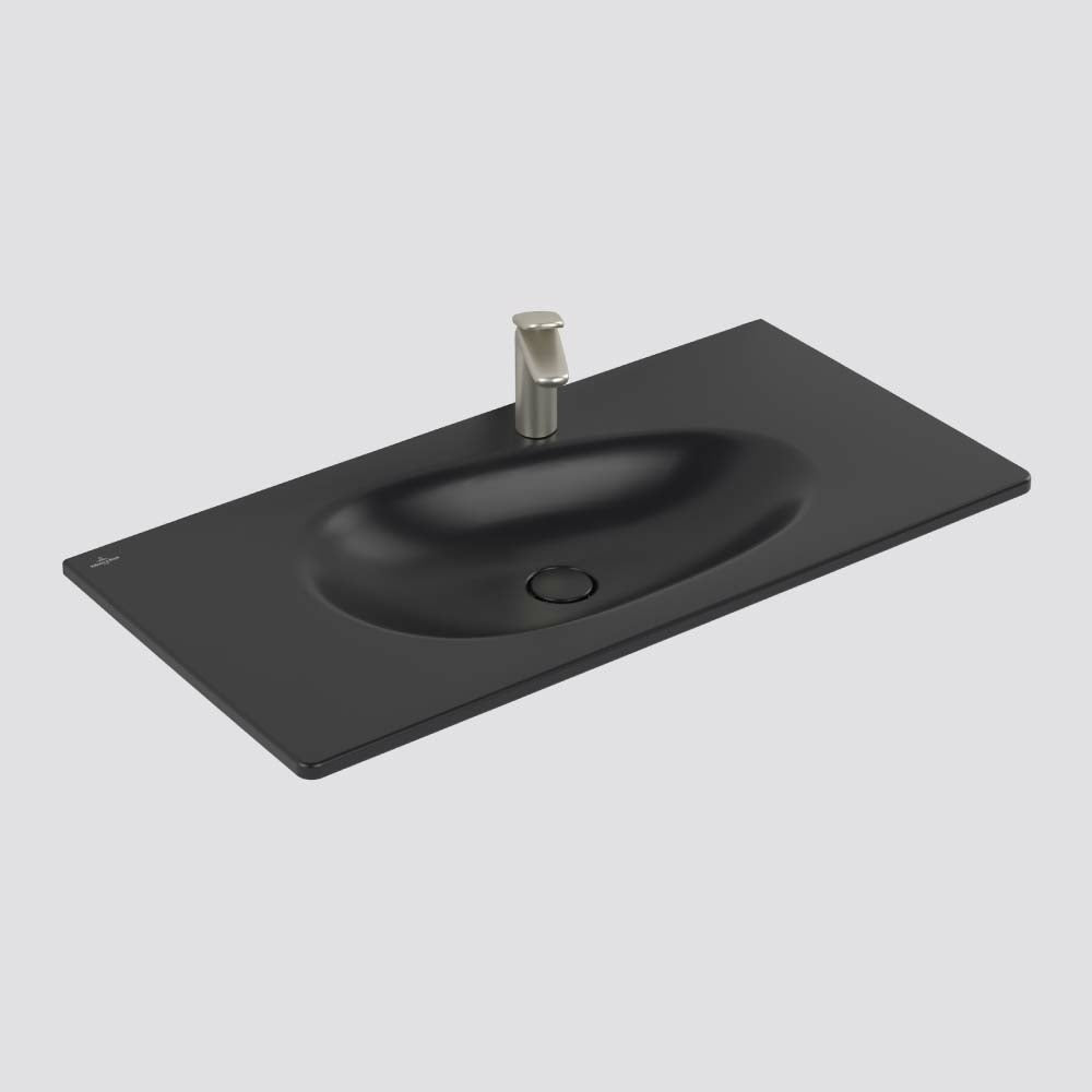 Villeroy & Boch Antao 1000 Wall Basin - 1 Tap Hole Pure Black - 4A76A2R7B