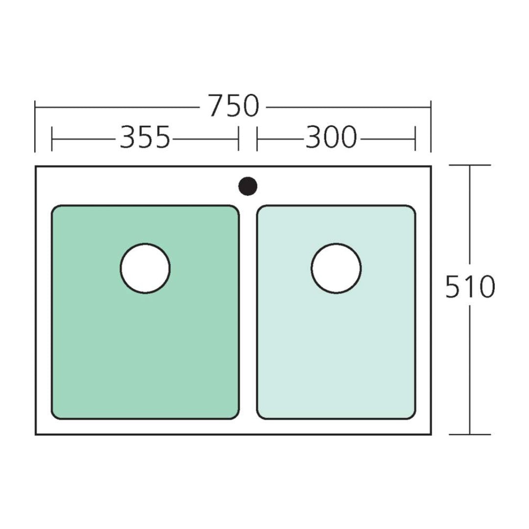 Oliveri Apollo 1 & 3/4 Bowl Sink - AP1426