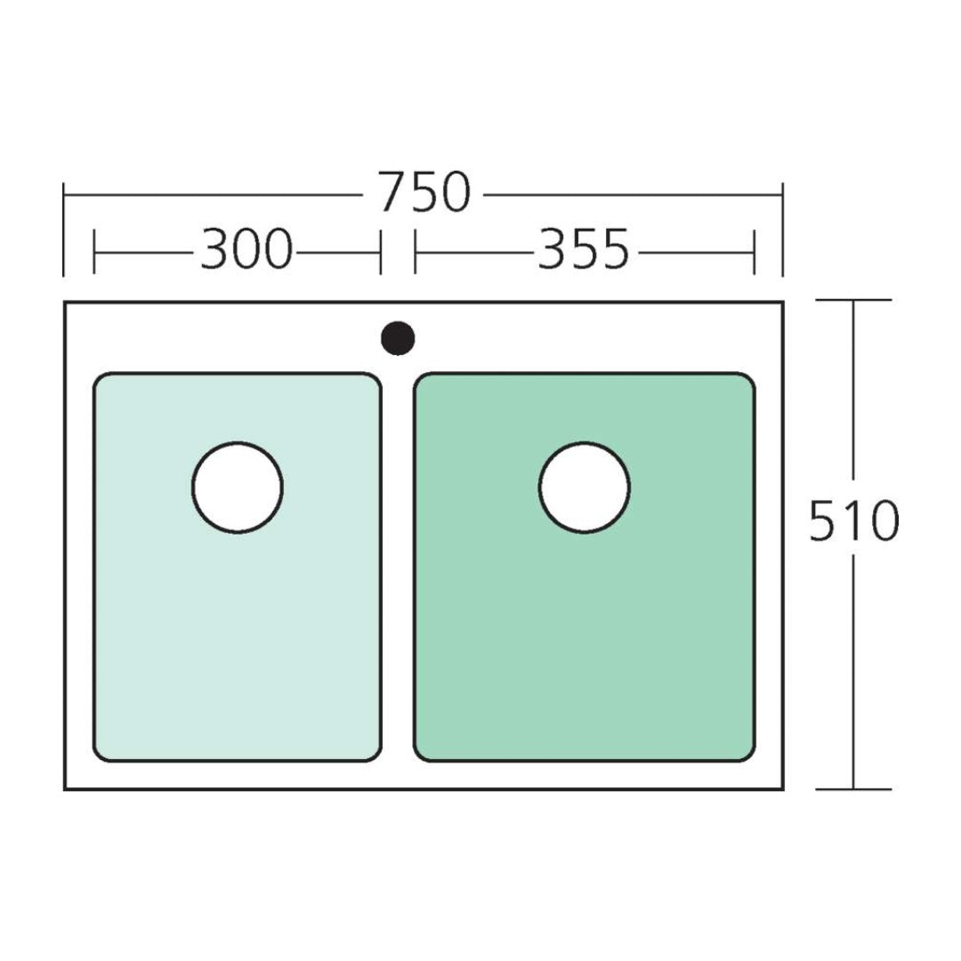 Oliveri Apollo 1 & 3/4 Bowl Sink - AP1426