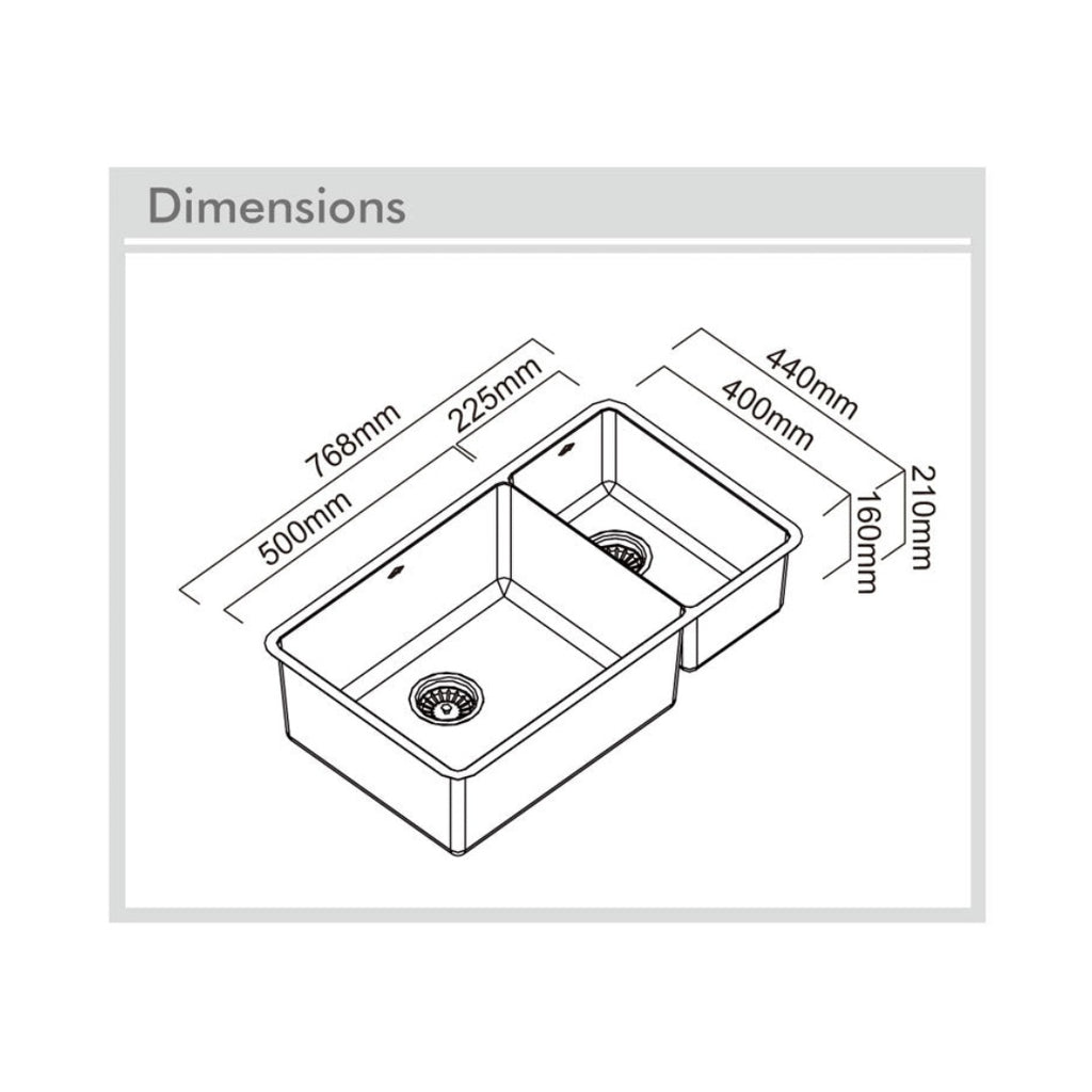 Abey Lucia 1 & 3/4 Bowl Sink - Includes Drainer, Waste & Chopping Board - LUA221