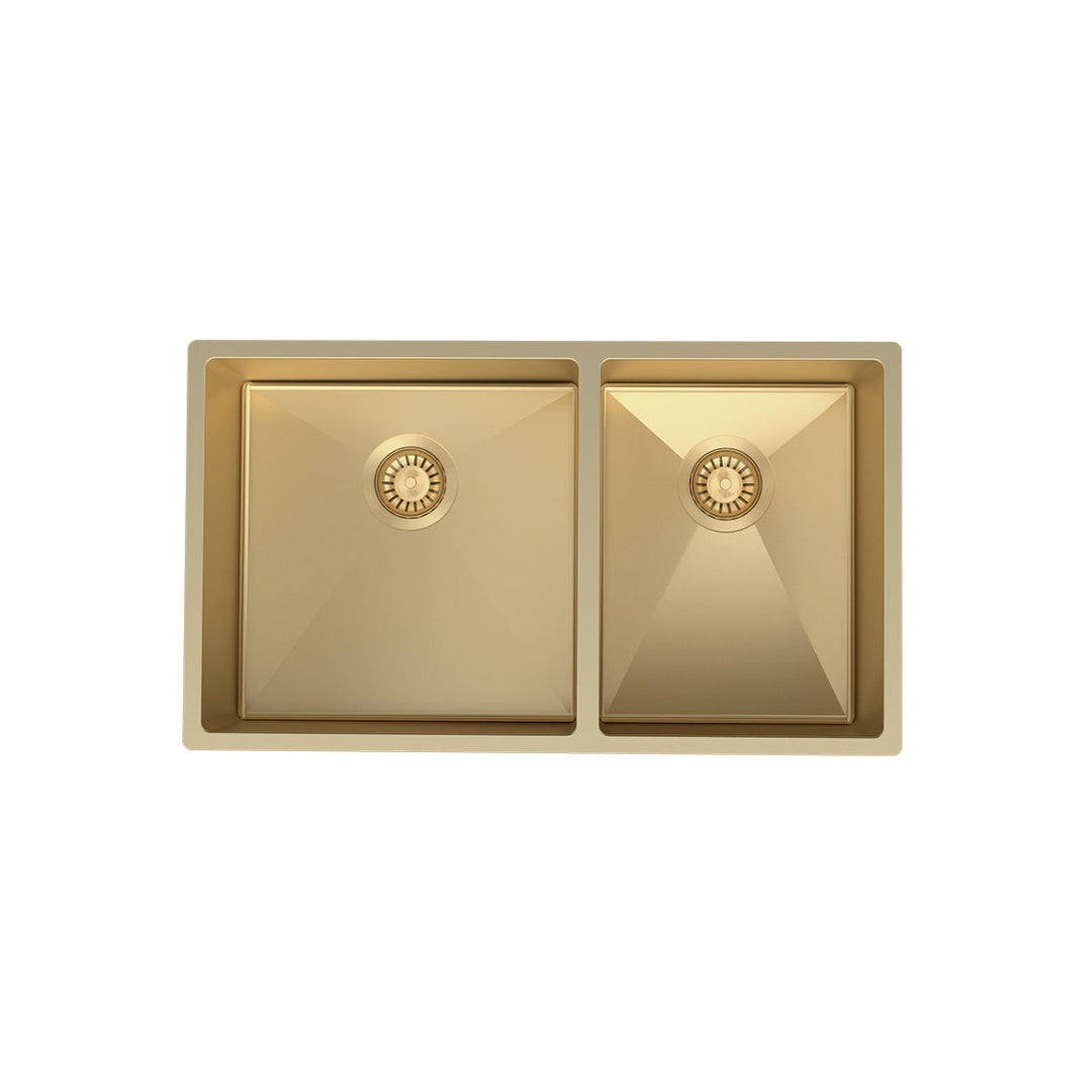 Parisi Quadro 1 & 3/4 Bowl Sink 765mm (Left Hand) - Brushed Brass - PK7644L.46
