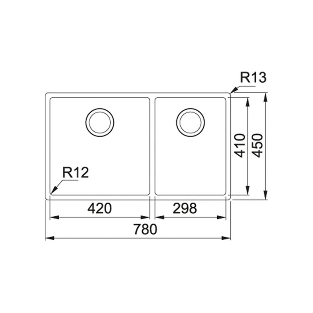 Franke Bolero 1 & 3/4 Bowl Sink BOX 220-42-29 SBR - BOX22042/29SBR