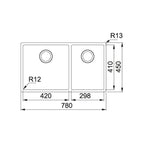 Franke Bolero 1 & 3/4 Bowl Sink BOX 220-42-29 SBR - BOX22042/29SBR