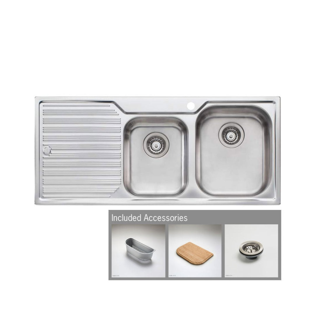 Oliveri Diaz 1 & 3/4 Bowl Sink With Drainer DZ112 - DZ112 1TH