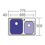 Oliveri Nu-Petite 1 & 3/4 Bowl Topmount Sink - NP615 - NP615 1TH