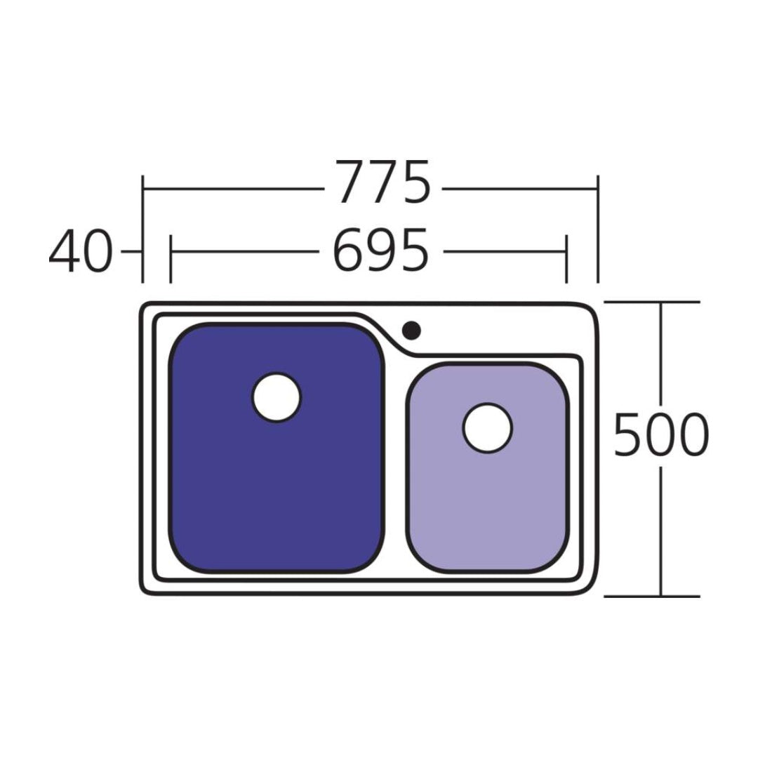 Oliveri Nu-Petite 1 & 3/4 Bowl Topmount Sink - NP615 - NP615 1TH