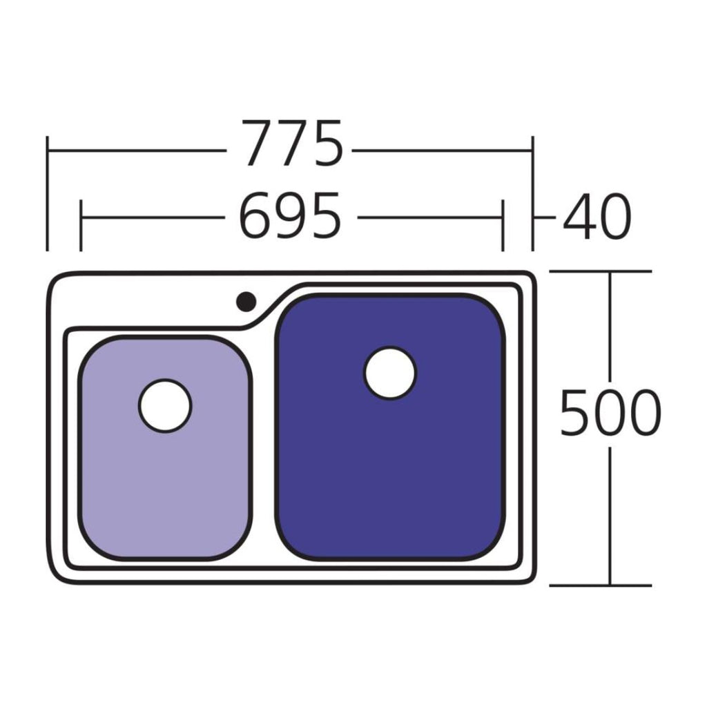 Oliveri Nu-Petite 1 & 3/4 Bowl Topmount Sink - NP615 - NP615 1TH