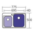 Oliveri Nu-Petite 1 & 3/4 Bowl Topmount Sink - NP615 - NP615 1TH