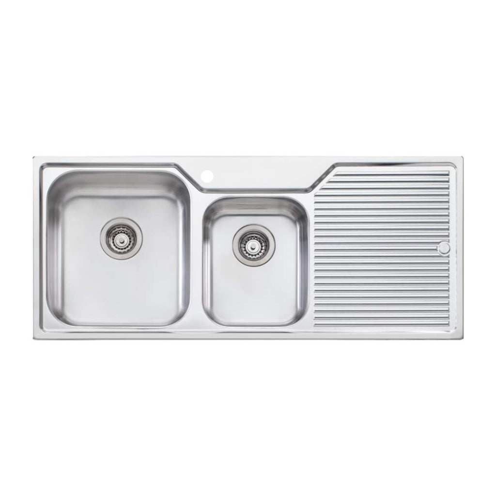 Oliveri Nu-Petite 1 & 3/4 Bowl Topmount Left Hand Sink With Drainer - NP611 - NP611 1TH