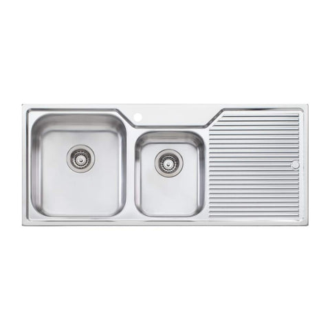 Oliveri Nu-Petite 1 & 3/4 Bowl Topmount Left Hand Sink With Drainer - NP611