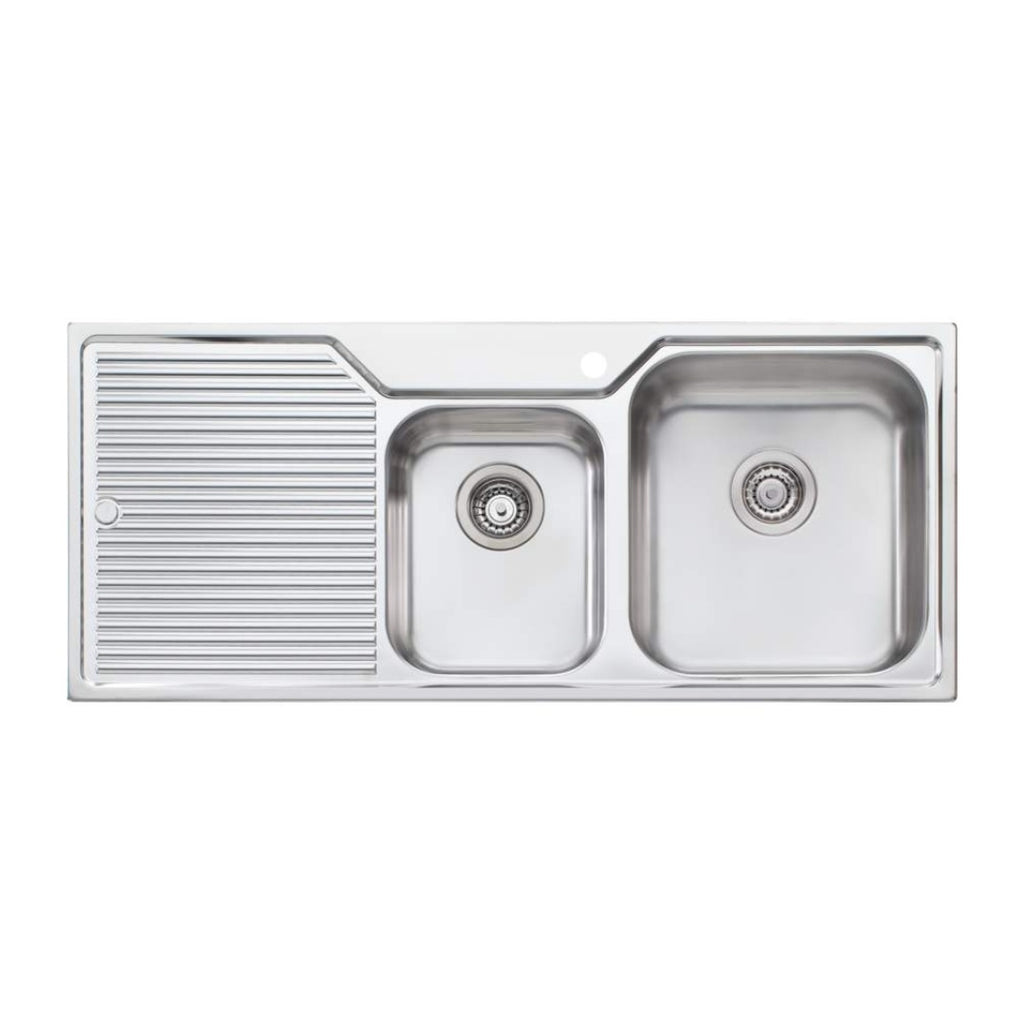 Oliveri Nu-Petite 1 & 3/4 Bowl Topmount Right Hand Sink With Drainer - NP612 - NP612 1TH