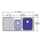 Oliveri Nu-Petite 1 & 3/4 Bowl Topmount Right Hand Sink With Drainer - NP612 - NP612 1TH