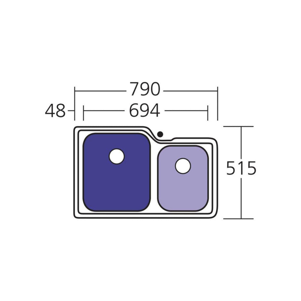 Oliveri Nu-Petite 1 & 3/4 Offset Bowl Sink NP61U