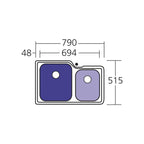 Oliveri Nu-Petite 1 & 3/4 Offset Bowl Sink NP61U