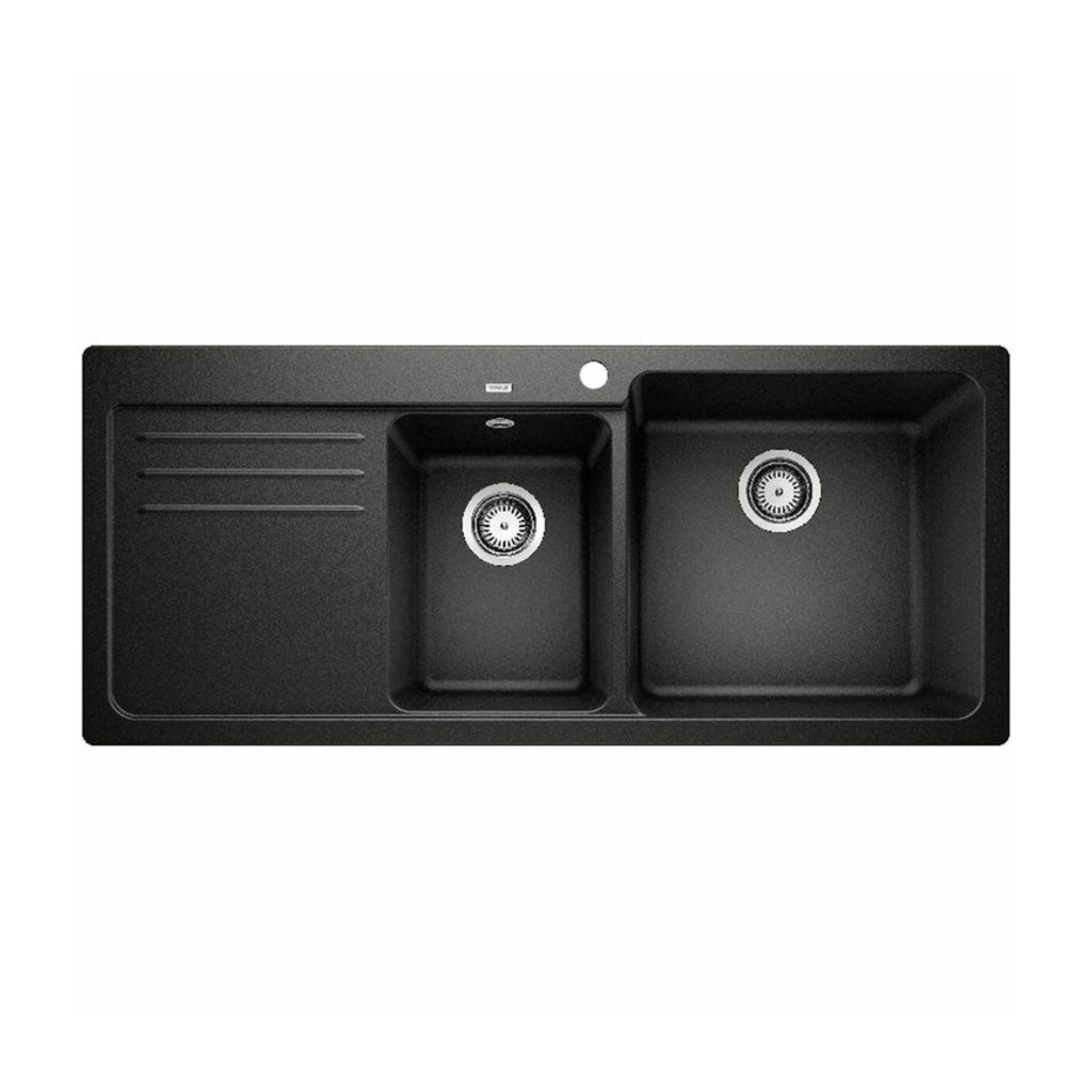 Blanco Catris-S Flexo PVD Steel Filter Tap & Naya 8S Black Sink Package - Includes BWT Filter - 527664 + 526831 + 526989