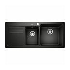 Blanco Catris-S Flexo PVD Steel Filter Tap & Naya 8S Black Sink Package - Includes BWT Filter - 527664 + 526831 + 526989