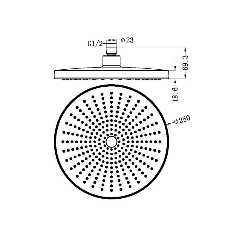 Nero Opal 250mm Shower Head - Matte Black